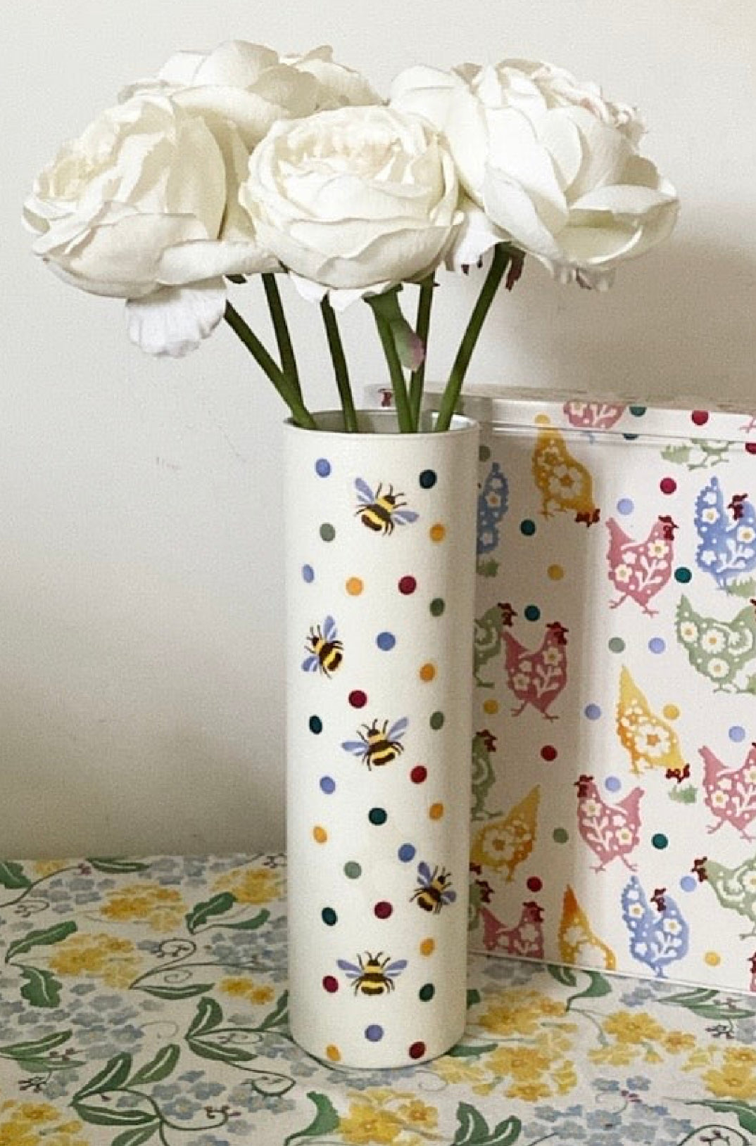 Emma bridgewater inspired floral Polka dot bee mothers day flower vase
