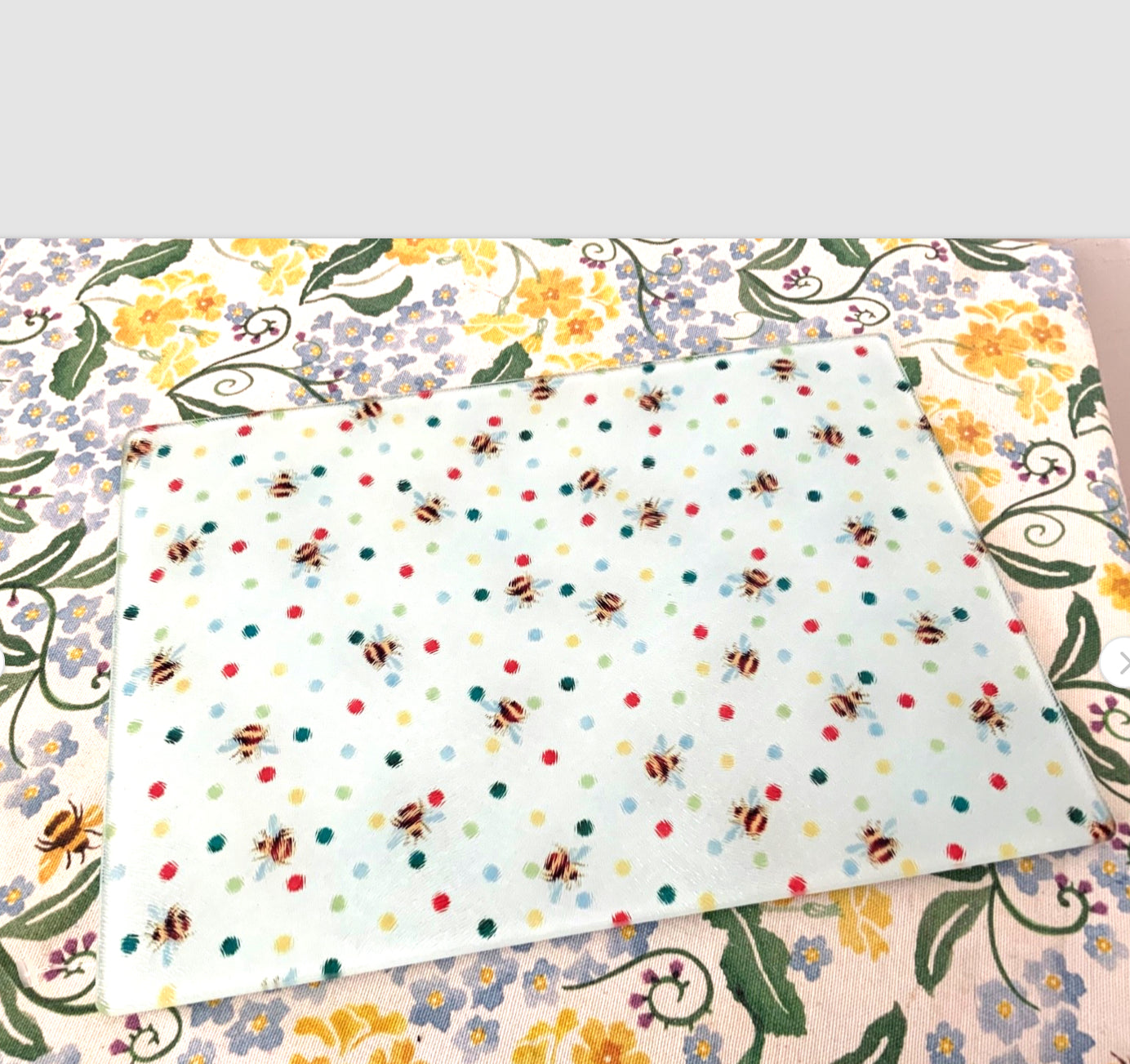 Emma Bridgewater inspired polka dot bee worktop saver chopping board