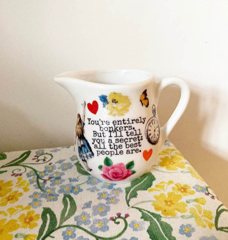 Alice in wonderland mad hatters tea party floral milk jug