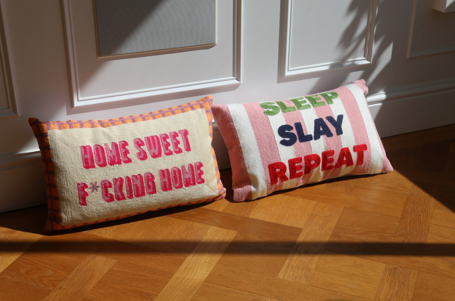 Sleep Slay Repeat Needlepoint Cushion