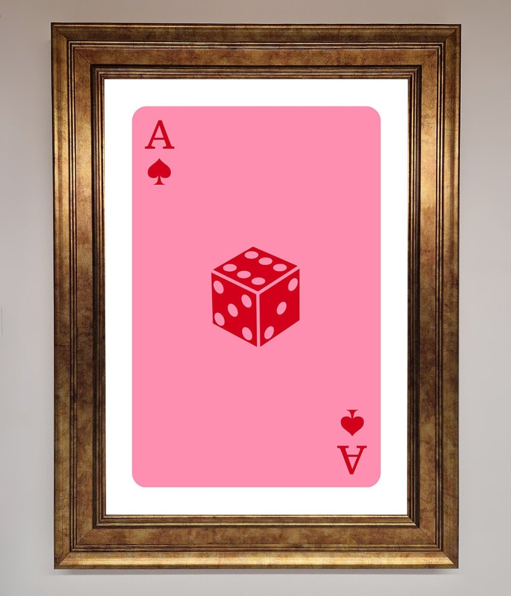 Ace Of Spades Poker Pink Framed Wall Art