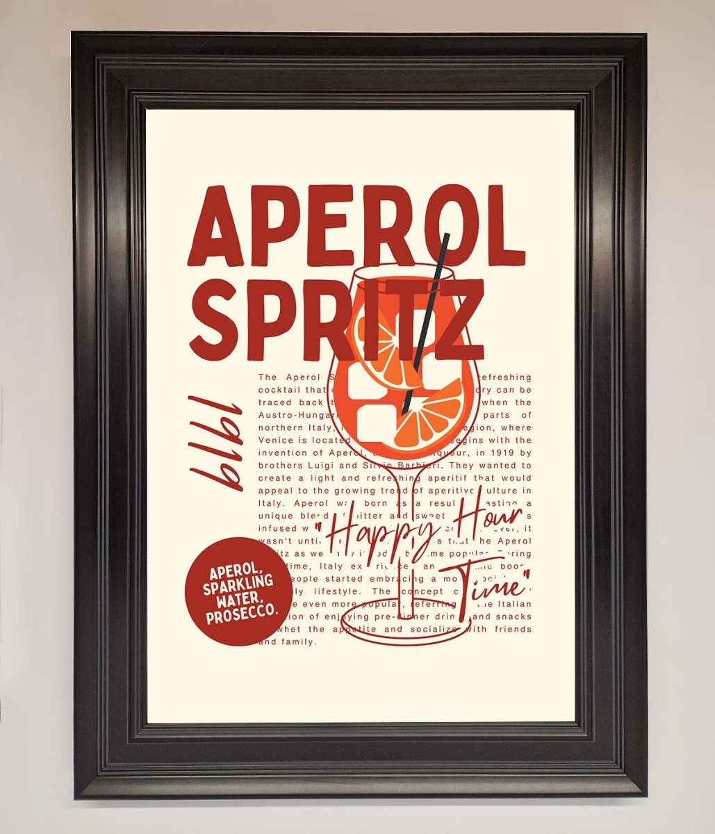 Aperol Spritz Happy Hour Cocktail Framed Wall Art