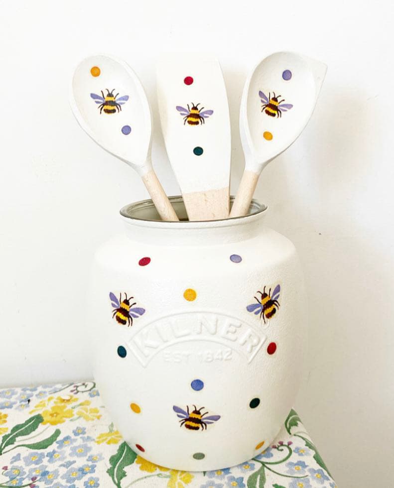 Emma Bridgewater inspired Polka dot bee utensils kilner jar