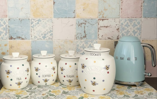 Emma Bridgewater inspired Polka dot bee inspired polka dot bee kilner tea coffee sugar kilner jars