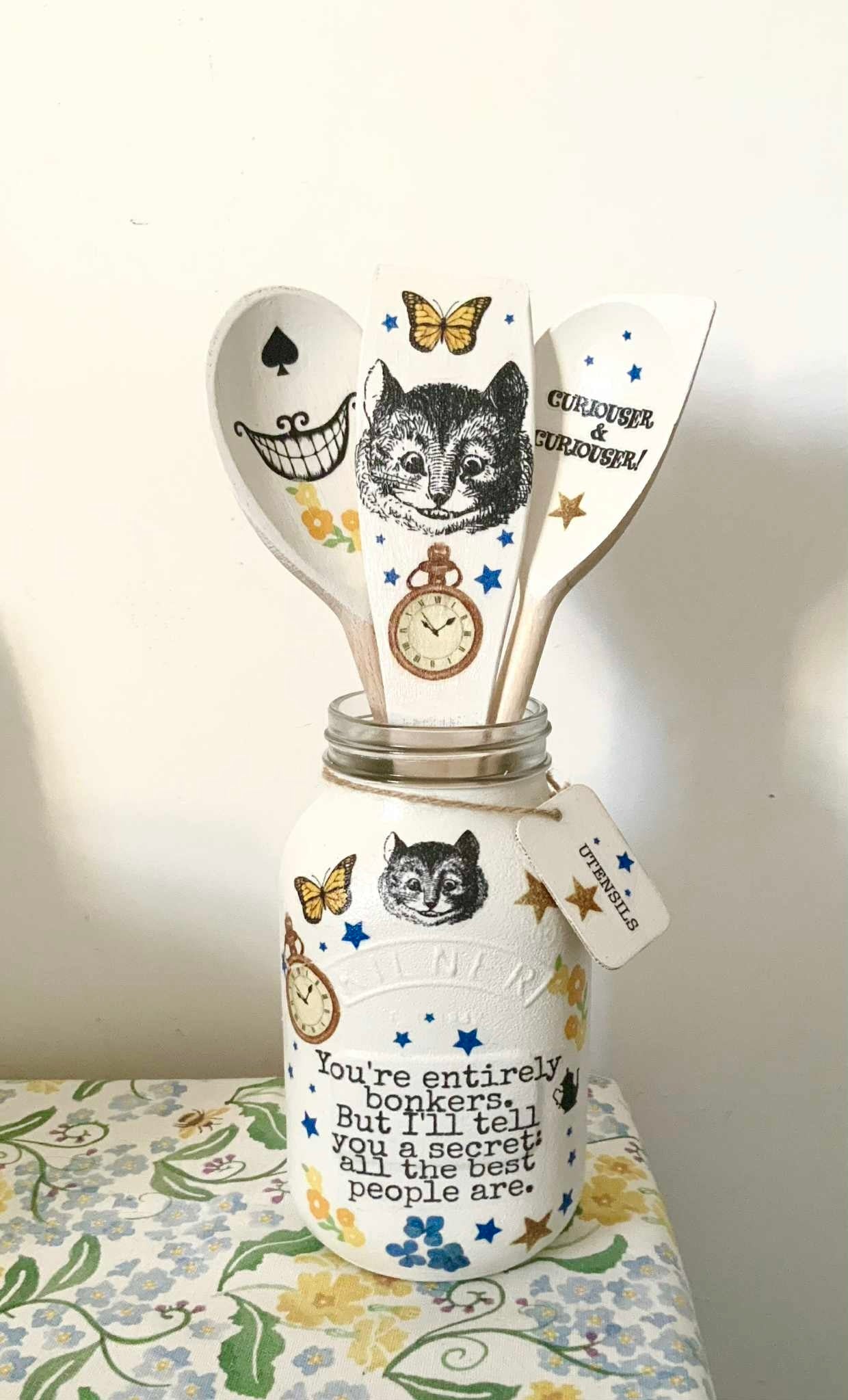 Alice in wonderland Cheshire Cat bonkers kilner utensils jar
