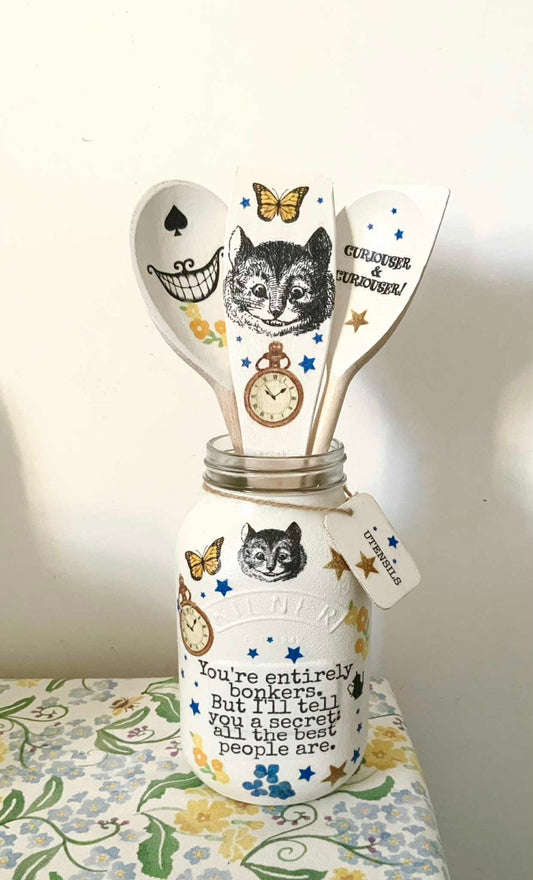 Alice in wonderland Cheshire Cat bonkers kilner utensils jar
