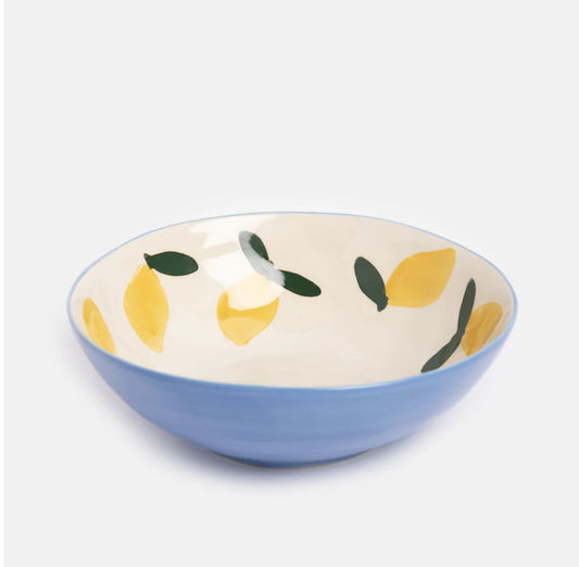 Caroline Gardner Blue lemons stoneware bowl