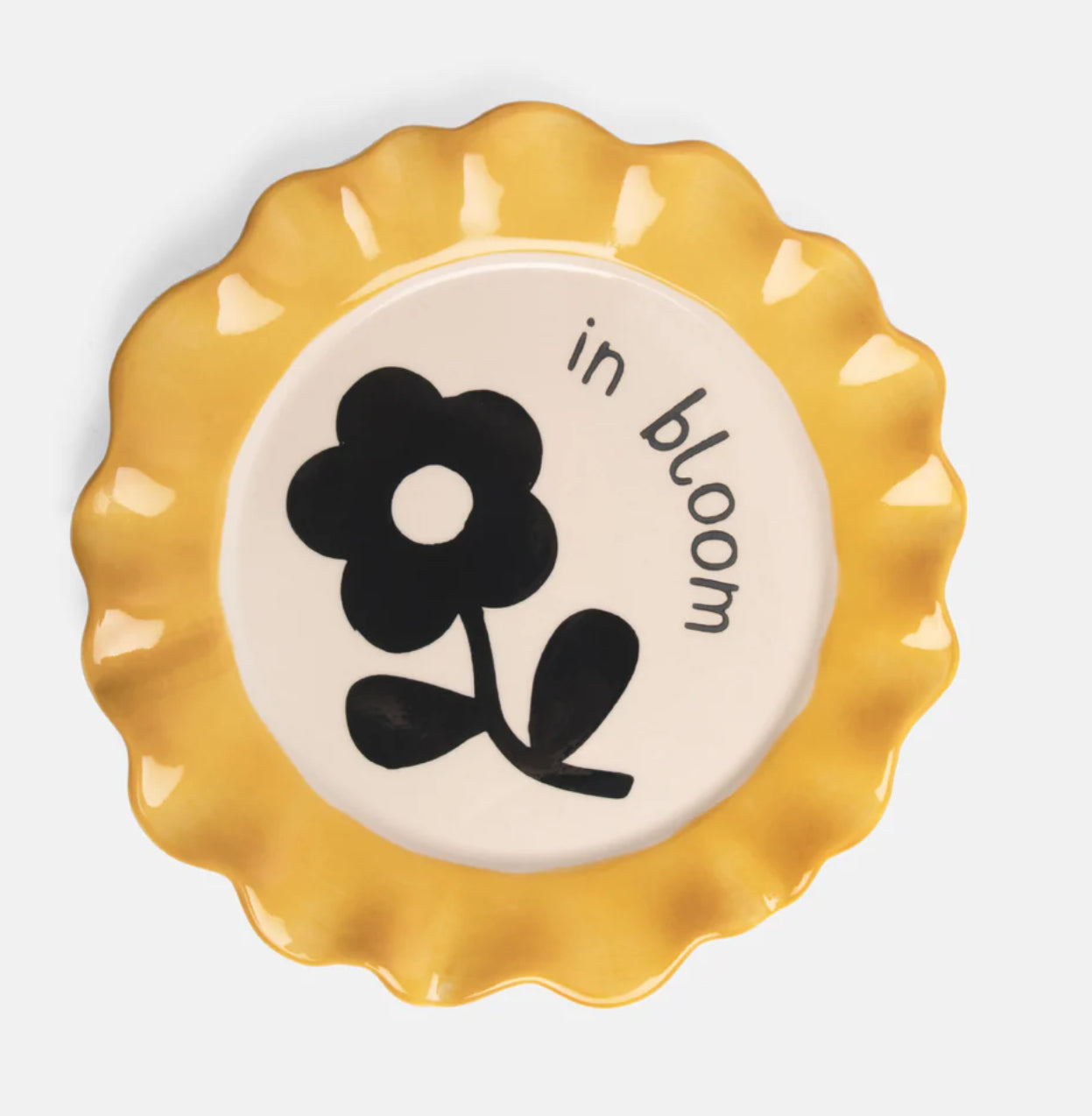 Caroline Gardner Yellow monochrome floral bloom flower ceramic plate