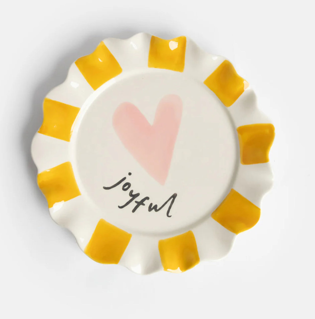 Caroline Gardner Joyful heart yellow ceramic plate