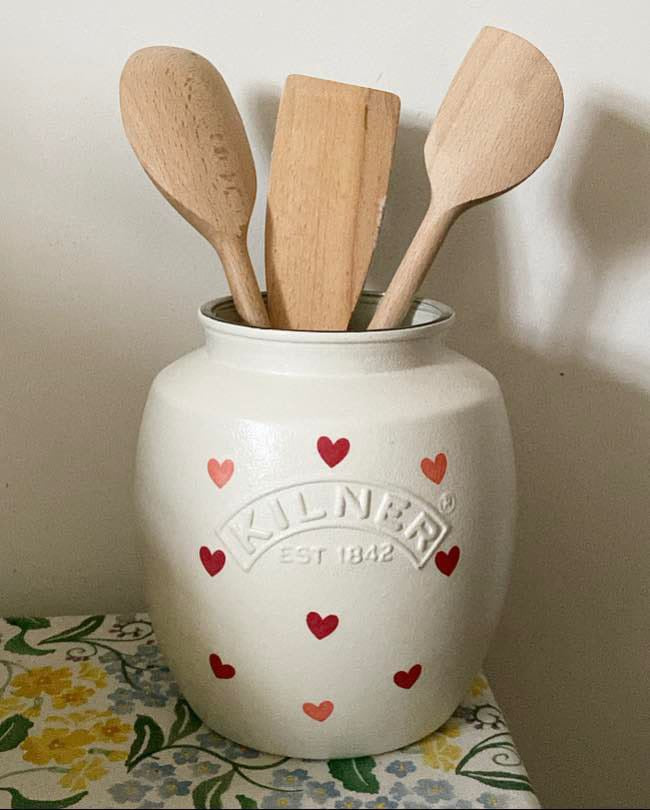 Pink hearts Emma bridgewater inspired utensils kilner jar