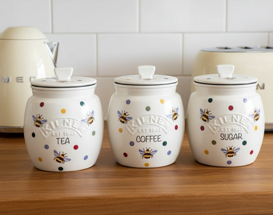 Emma bridgewater inspired Polka dot bee kilner tea coffee sugar kilner jars