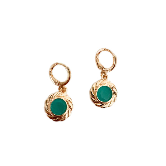 Esme Aqua Stone Huggie Hoop Earrings