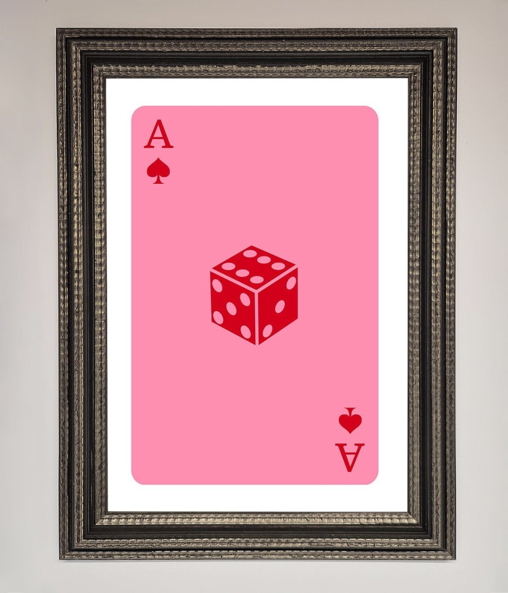 Ace Of Spades Poker Pink Framed Wall Art