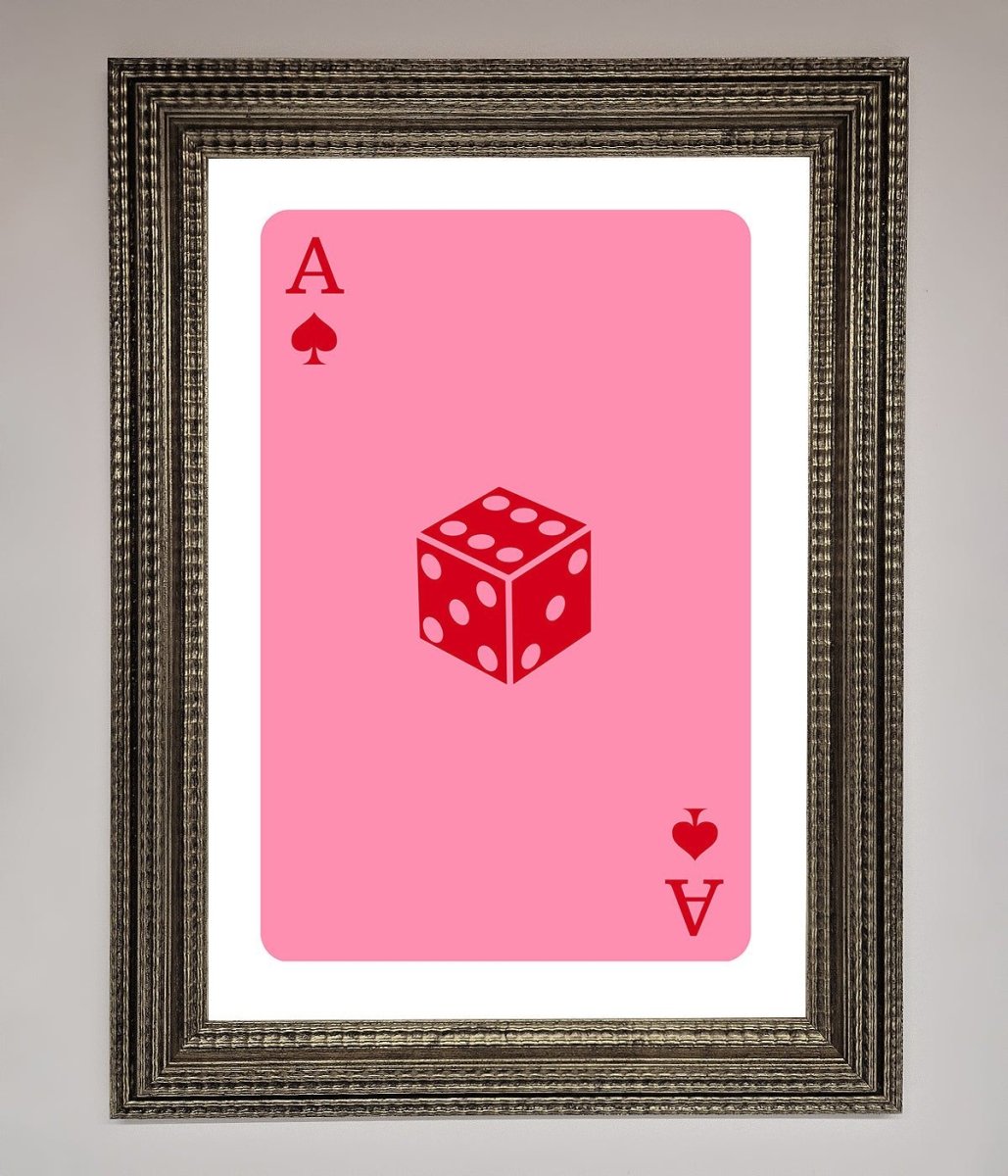 Ace Of Spades Poker Pink Framed Wall Art