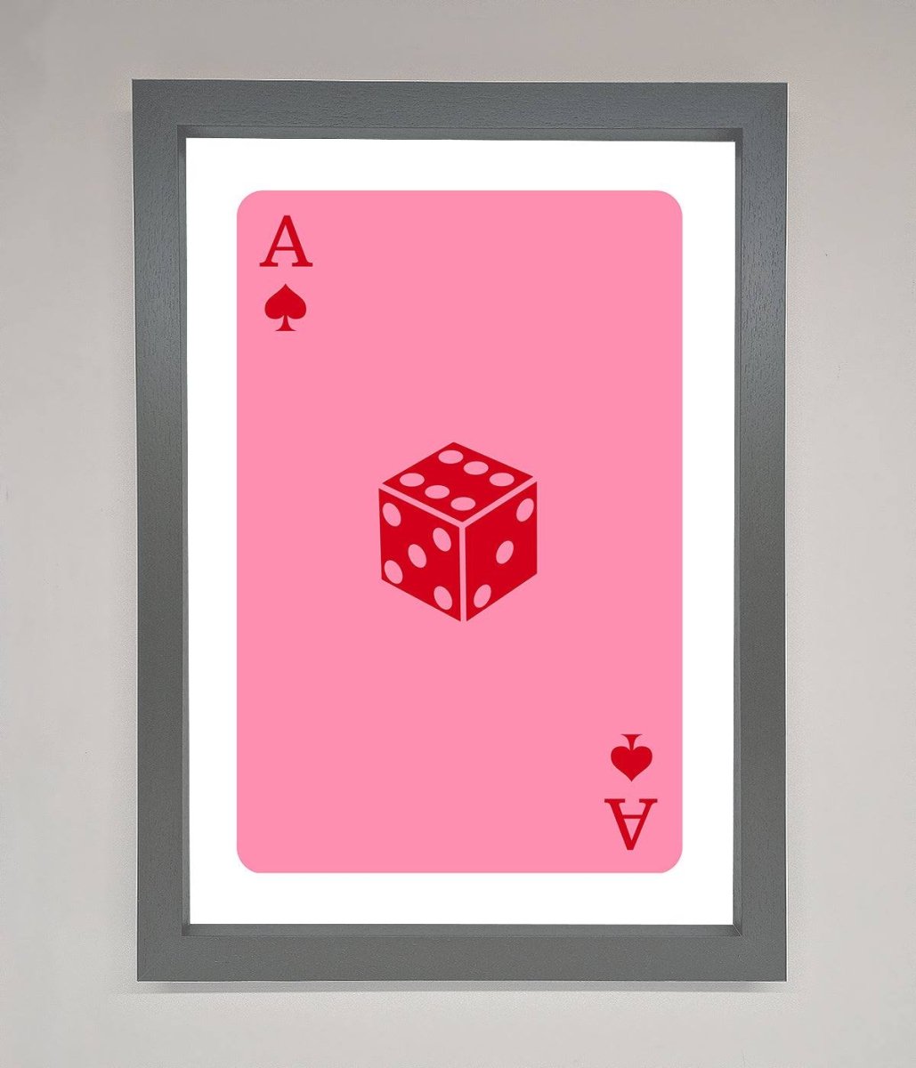 Ace Of Spades Poker Pink Framed Wall Art