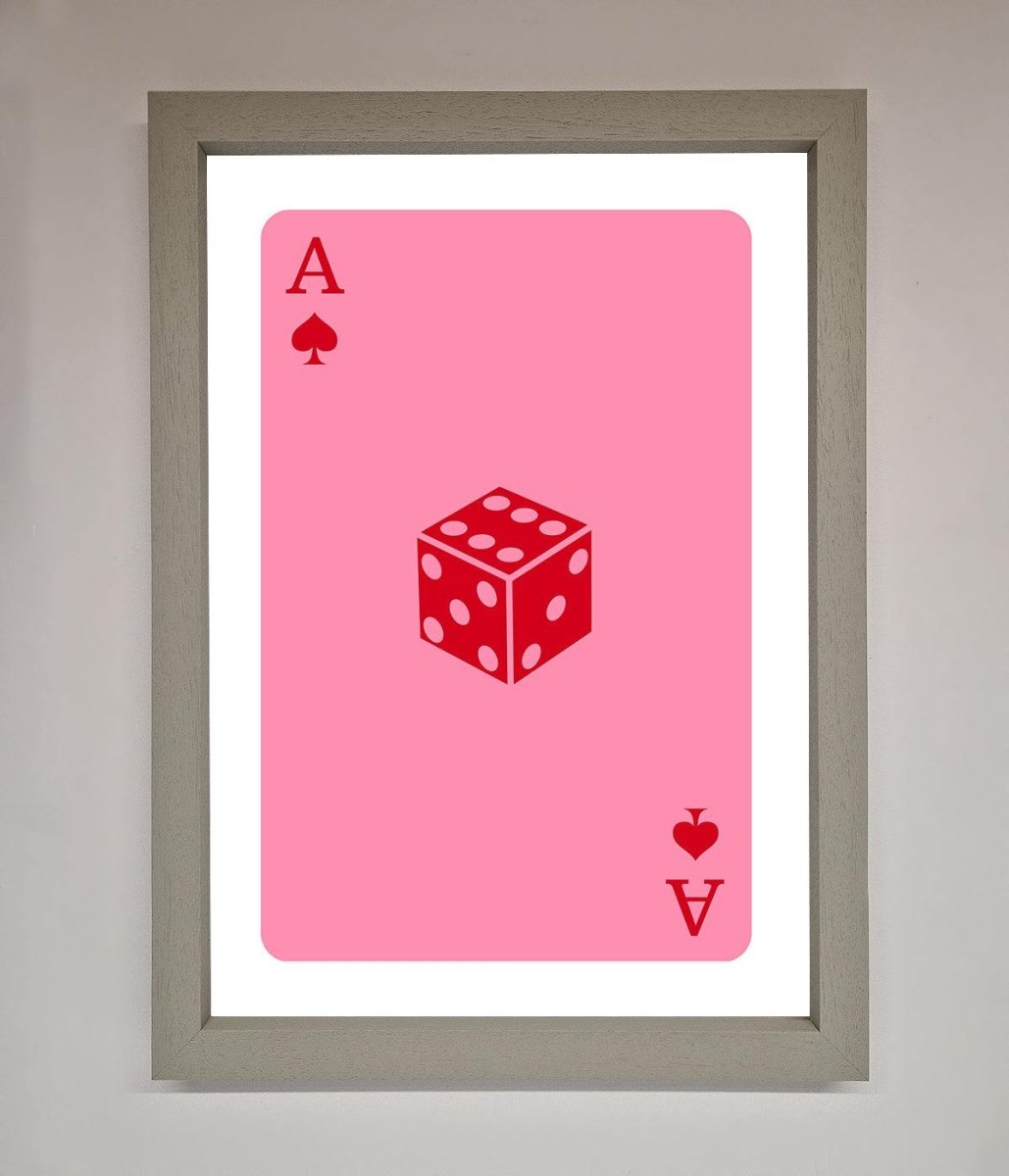 Ace Of Spades Poker Pink Framed Wall Art