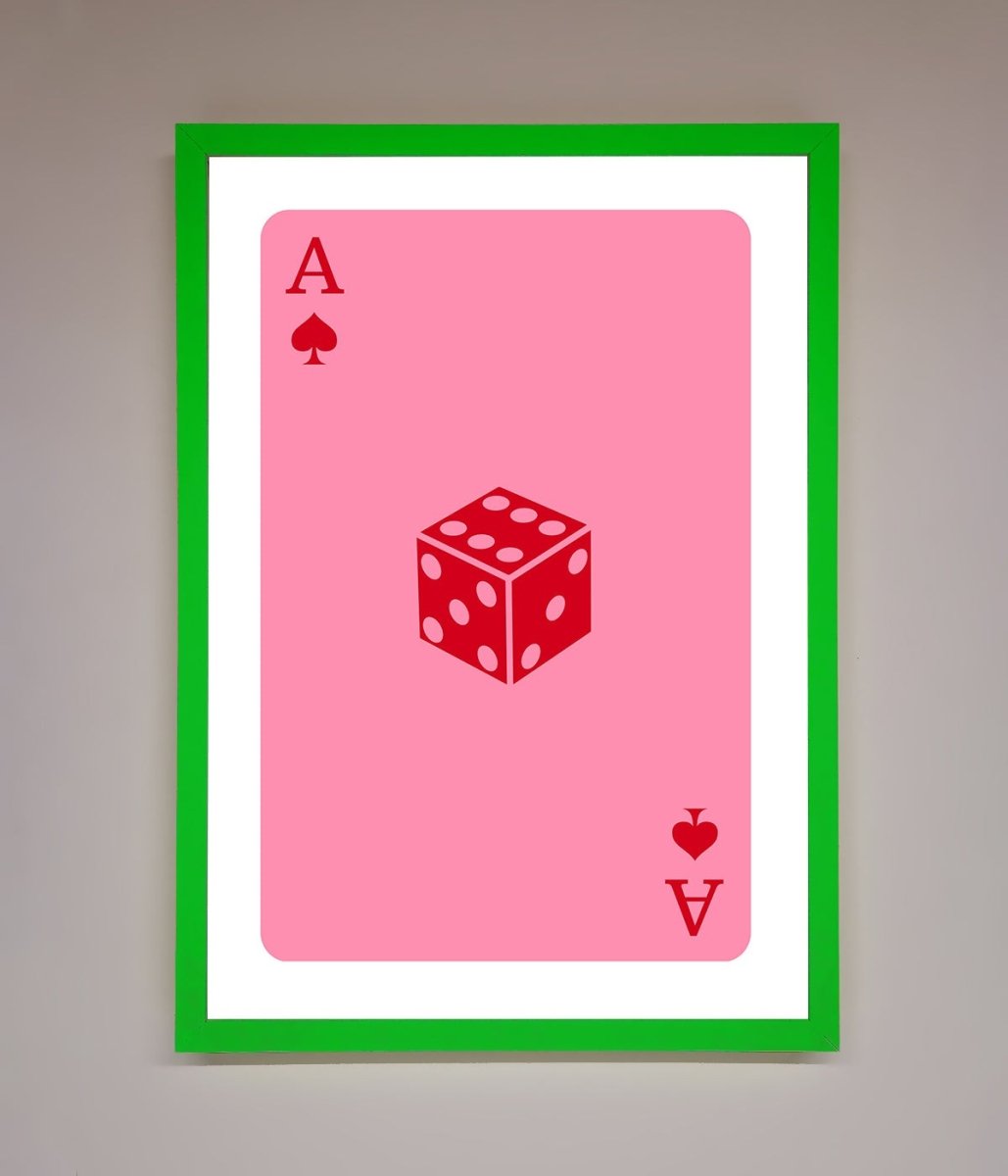 Ace Of Spades Poker Pink Framed Wall Art