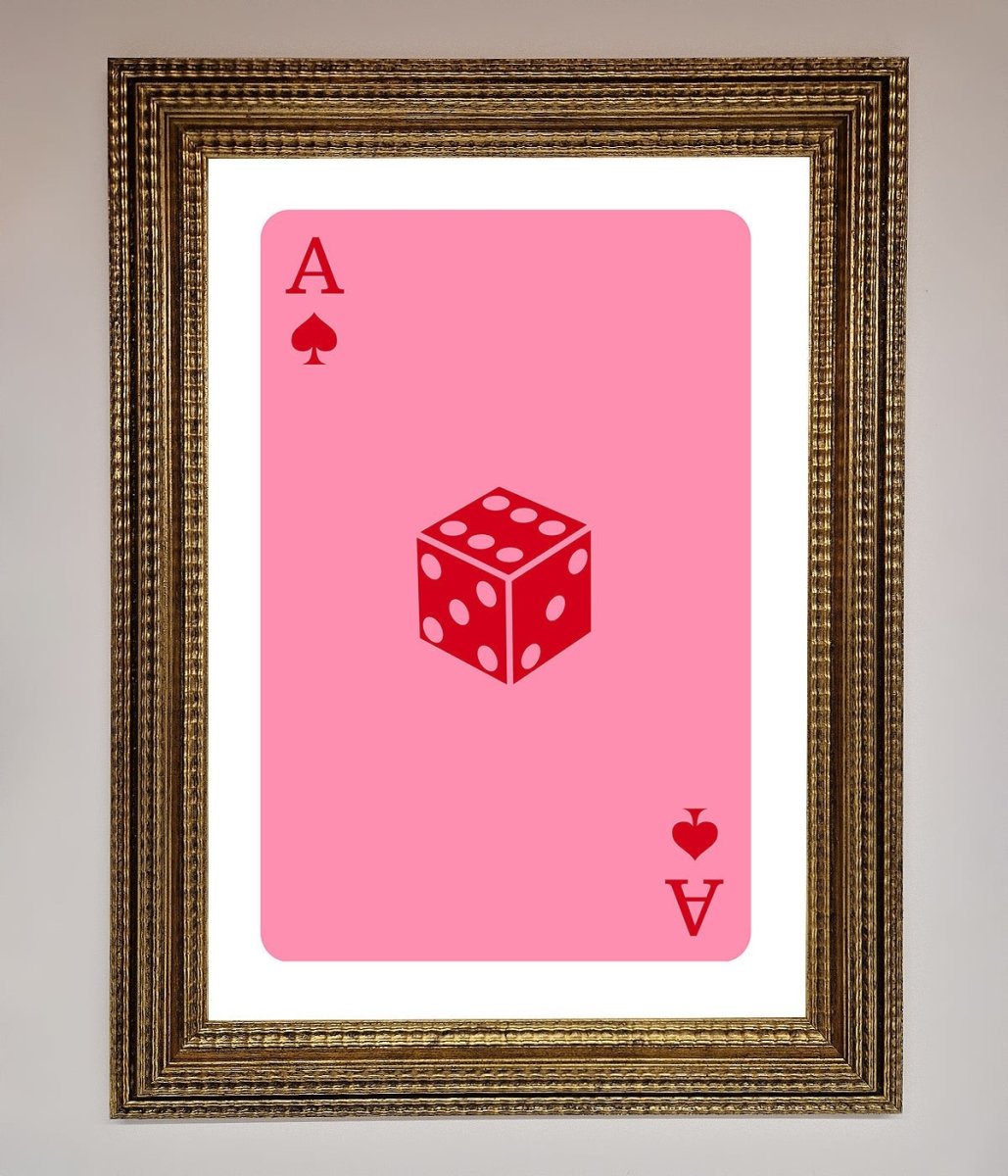 Ace Of Spades Poker Pink Framed Wall Art