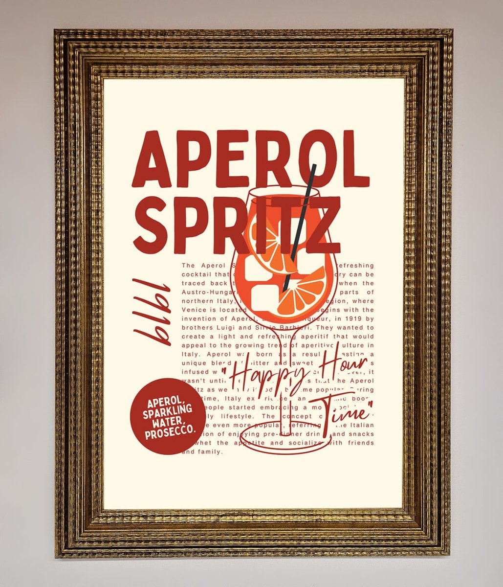 Aperol Spritz Happy Hour Cocktail Framed Wall Art