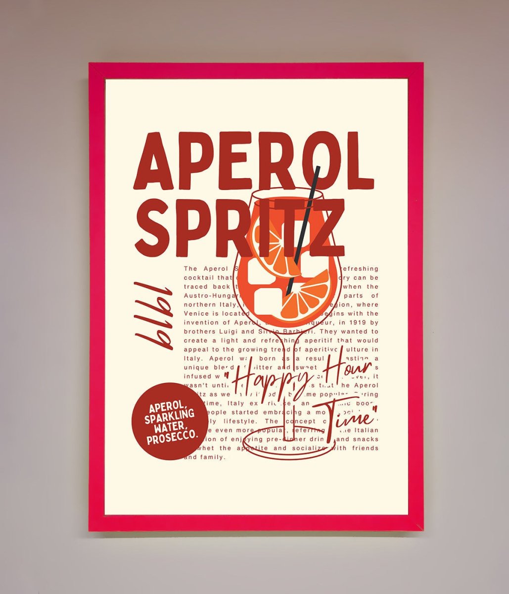 Aperol Spritz Happy Hour Cocktail Framed Wall Art