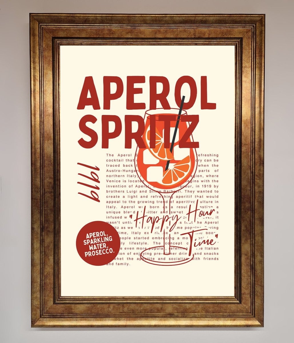 Aperol Spritz Happy Hour Cocktail Framed Wall Art