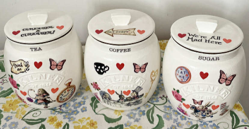Alice In Wonderland Mad Hatters Tea Coffee Sugar Kilner Canisters Jars (Copy)
