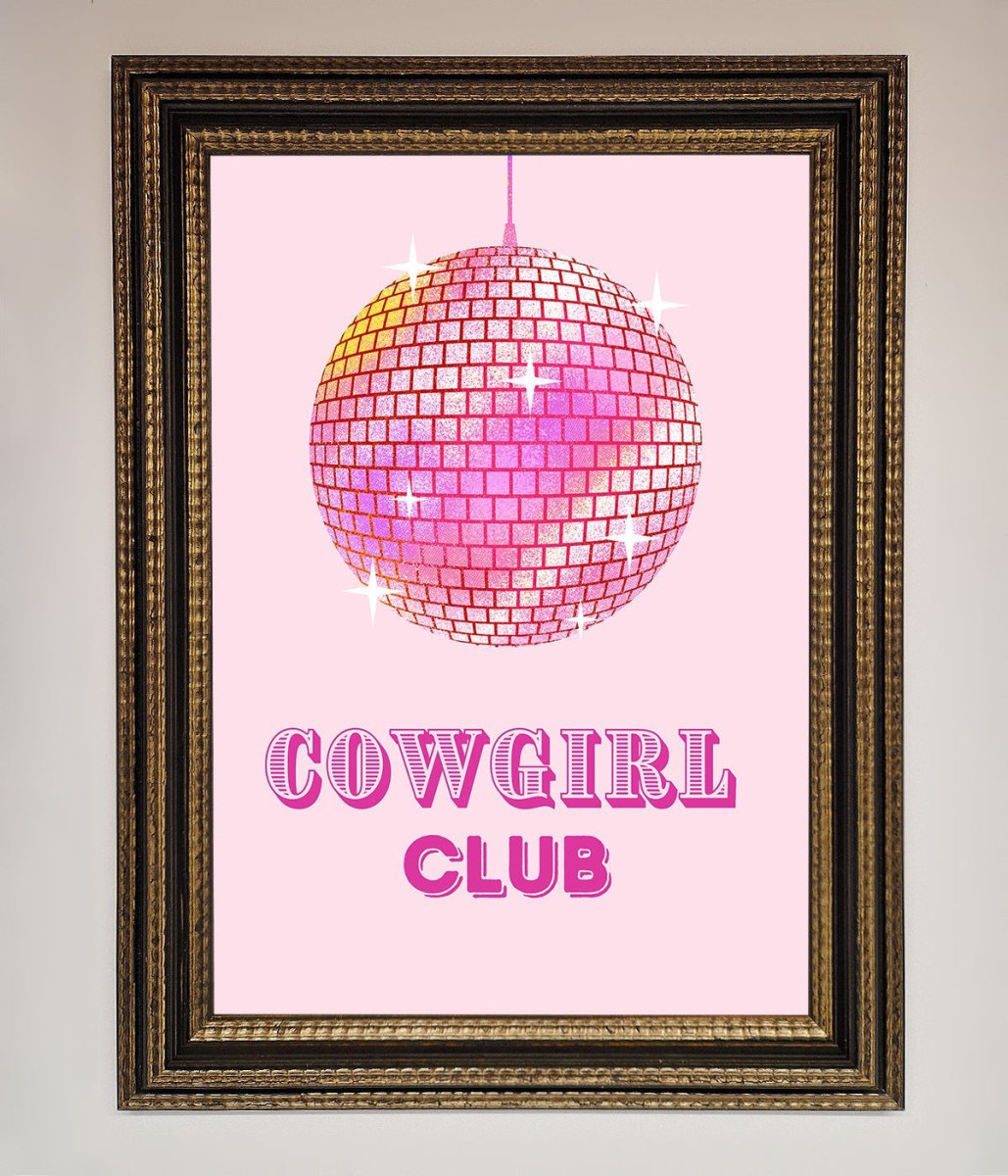 Cowgirl Club Disco Ball Framed Print