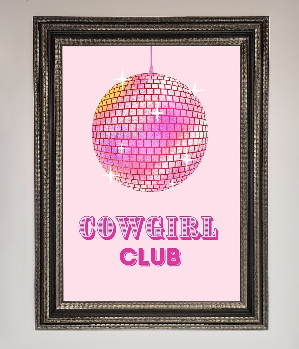 Cowgirl Club Disco Ball Framed Print